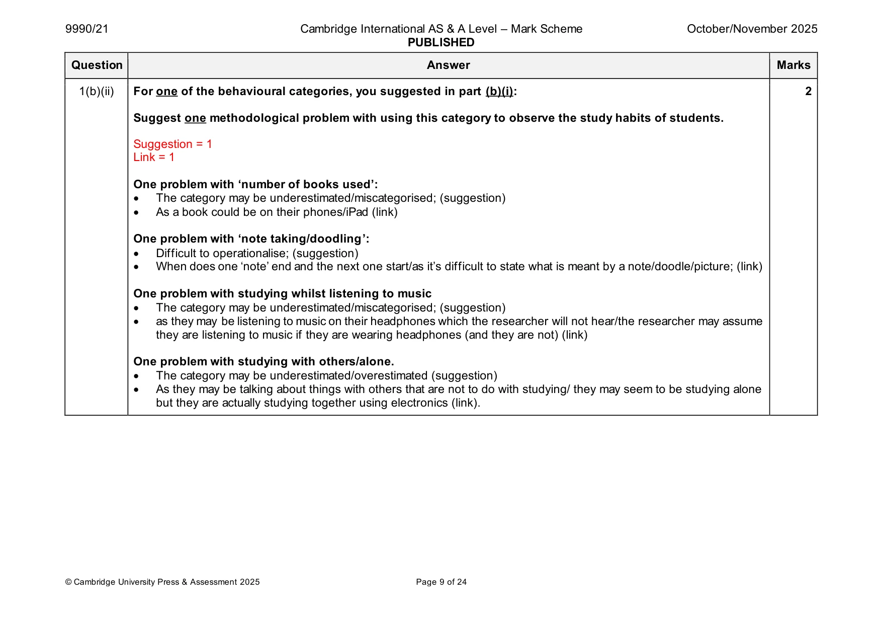 Mark scheme, page 9 of 24