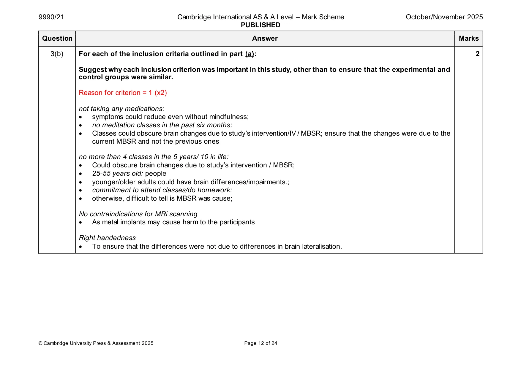 Mark scheme, page 12 of 24
