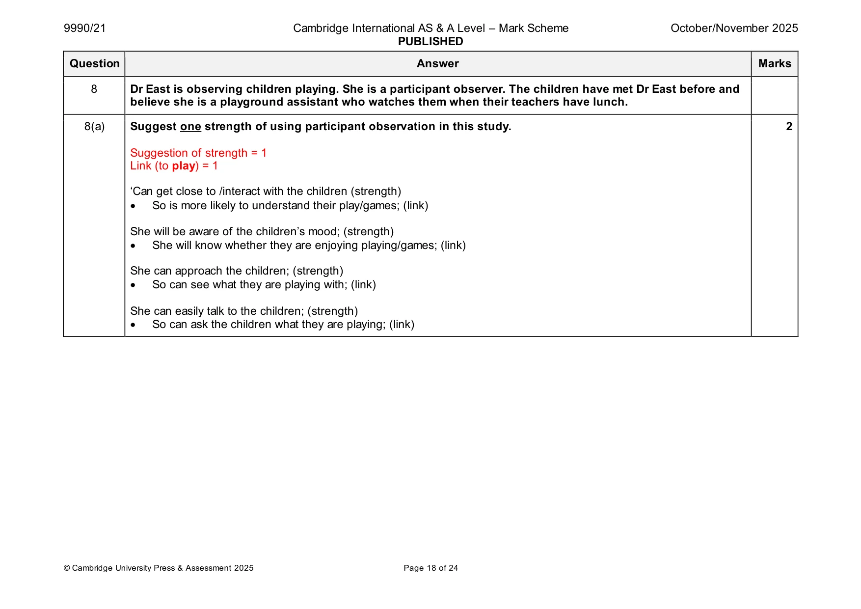 Mark scheme, page 18 of 24