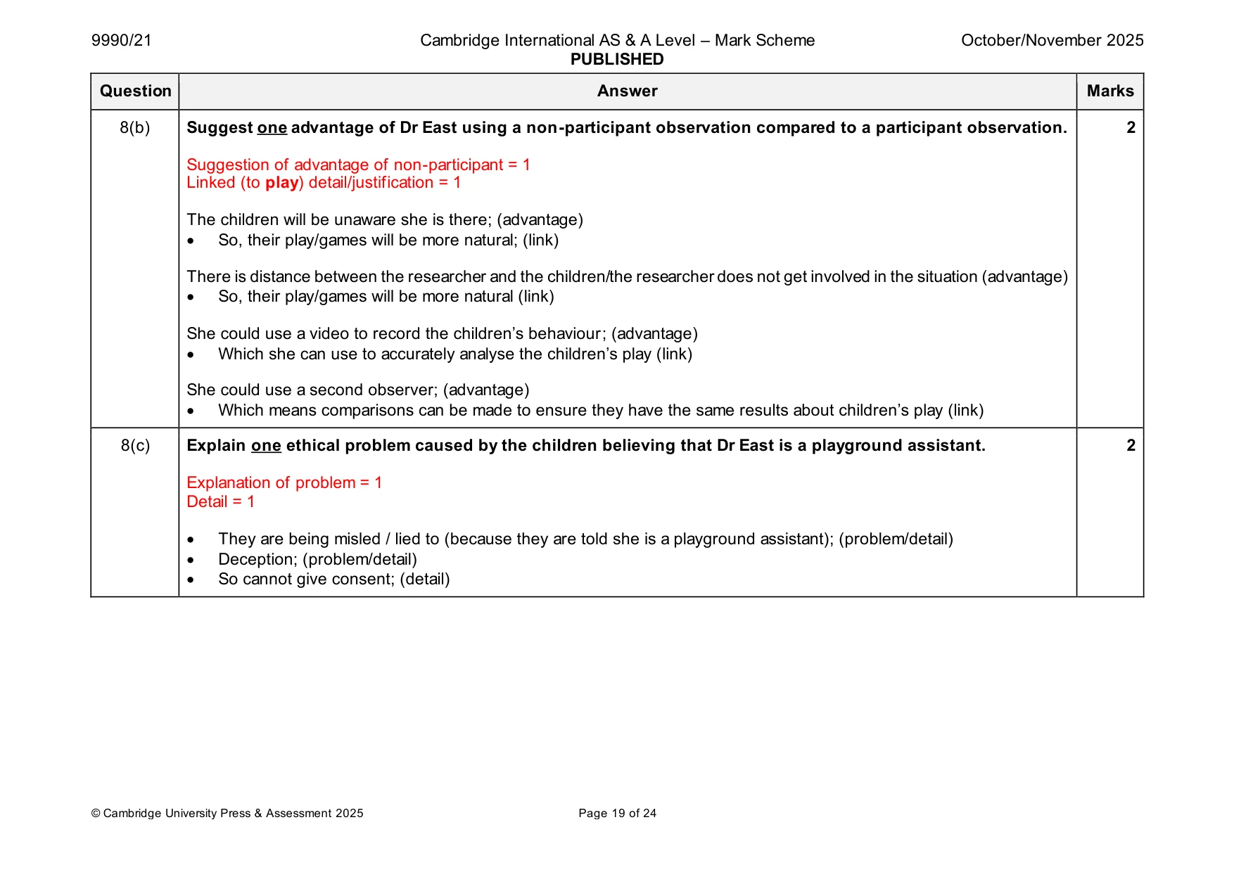 Mark scheme, page 19 of 24