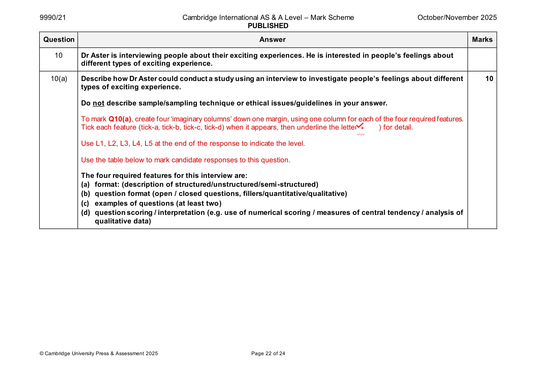 Mark scheme, page 22 of 24