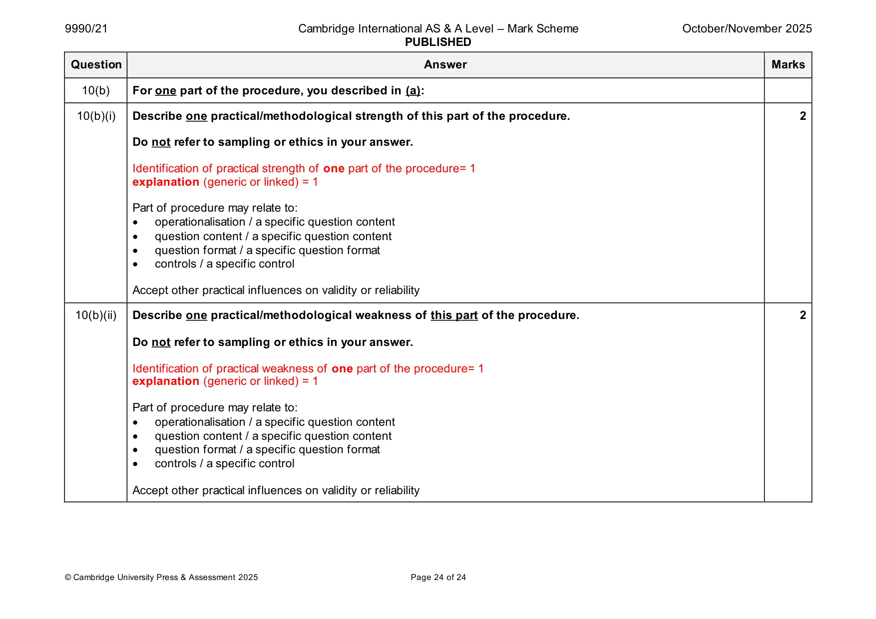 Mark scheme, page 24 of 24