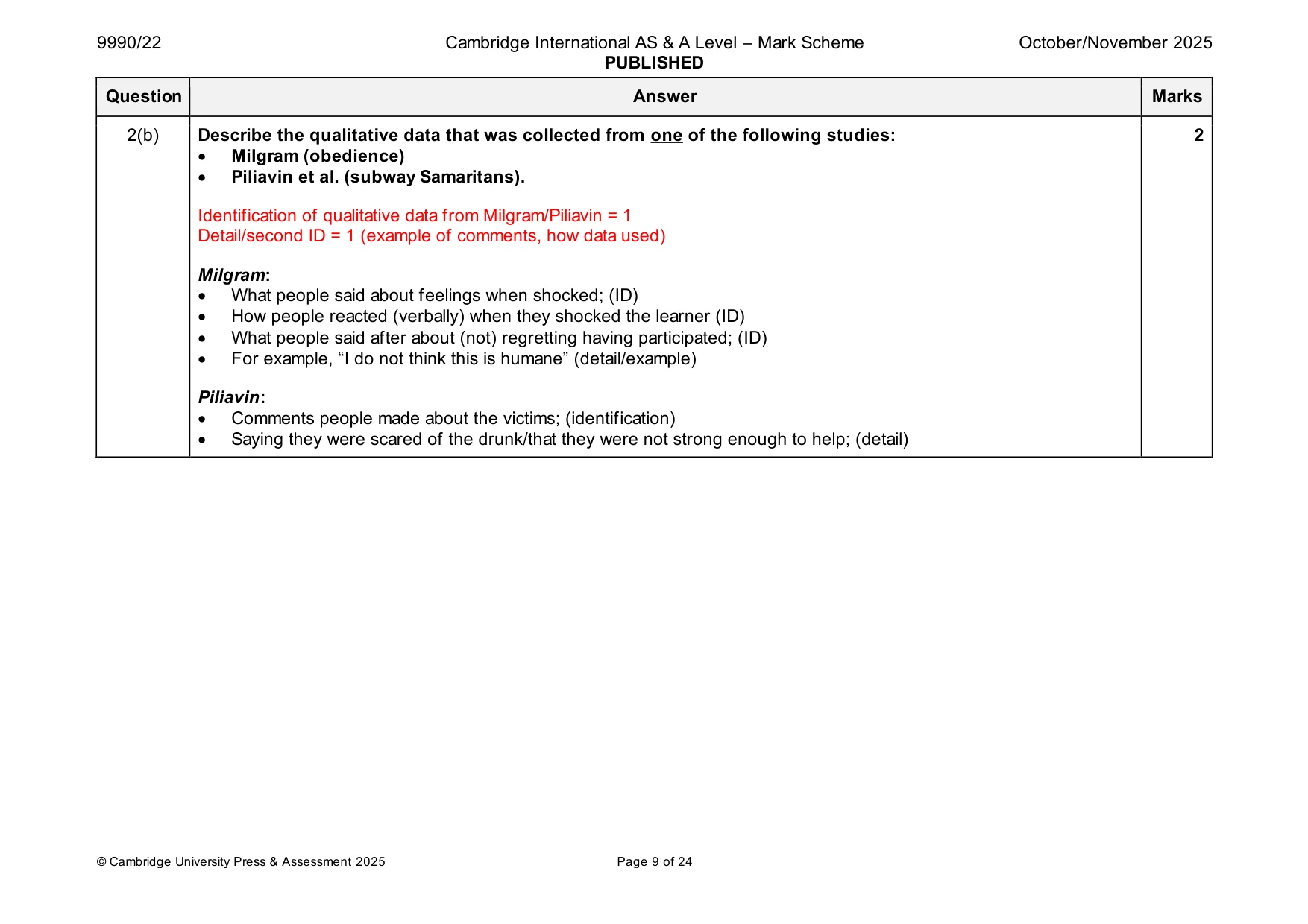 Mark scheme, page 9 of 24