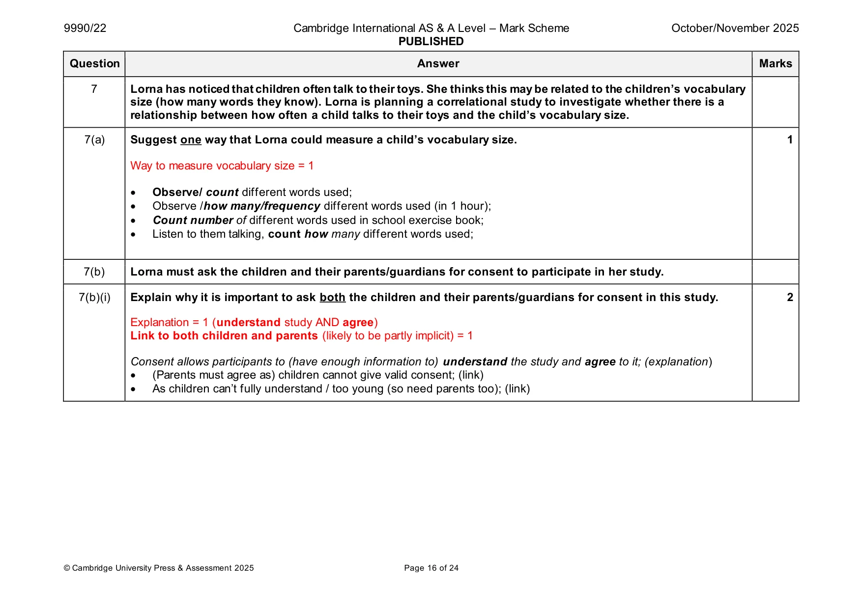 Mark scheme, page 16 of 24