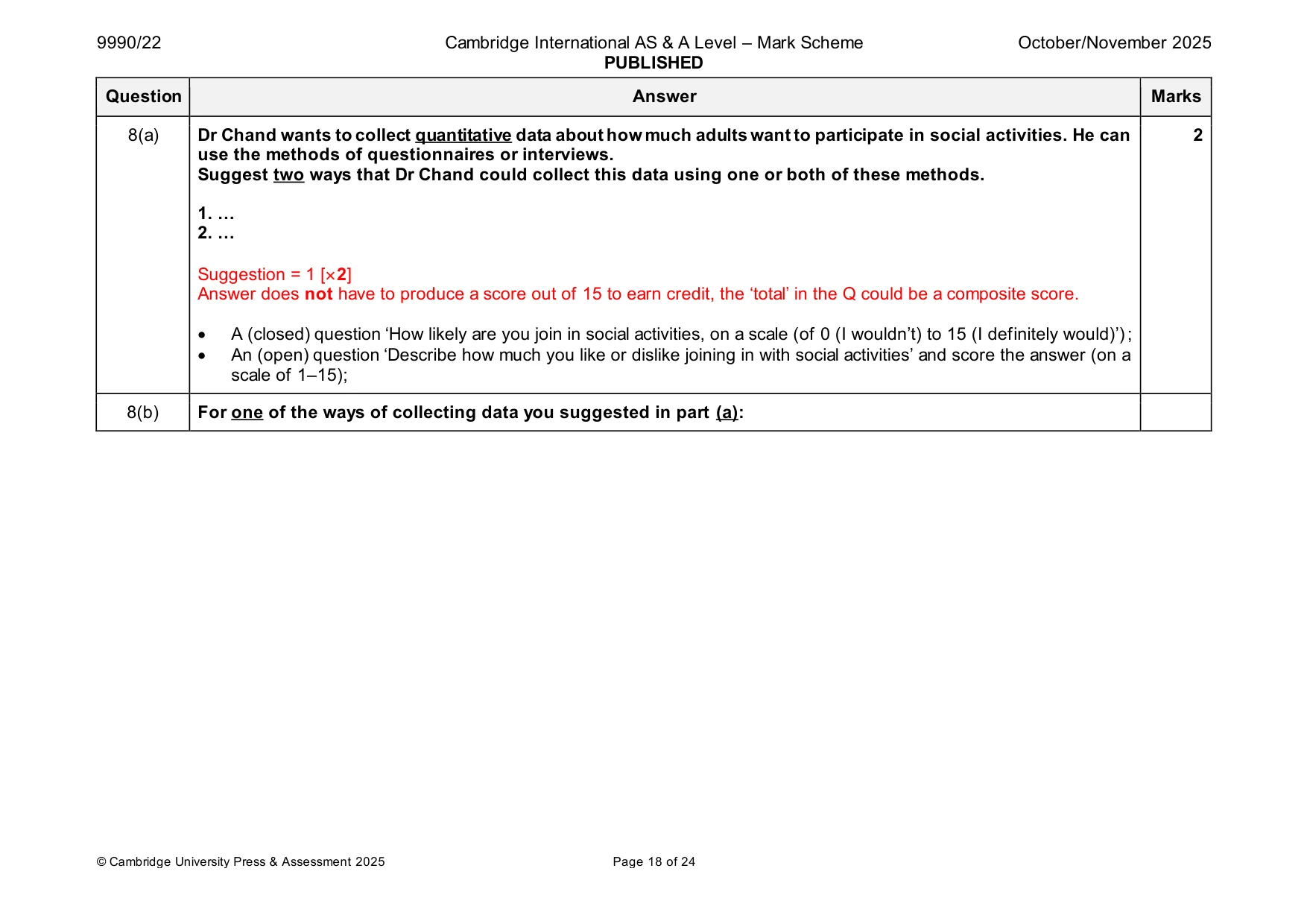 Mark scheme, page 18 of 24
