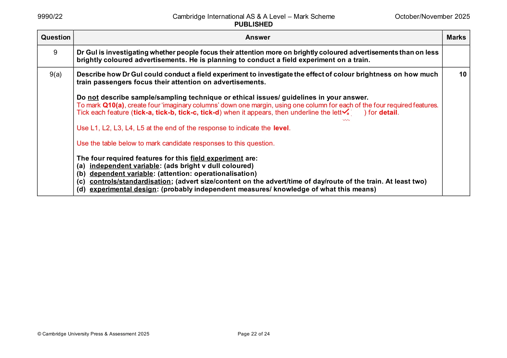 Mark scheme, page 22 of 24