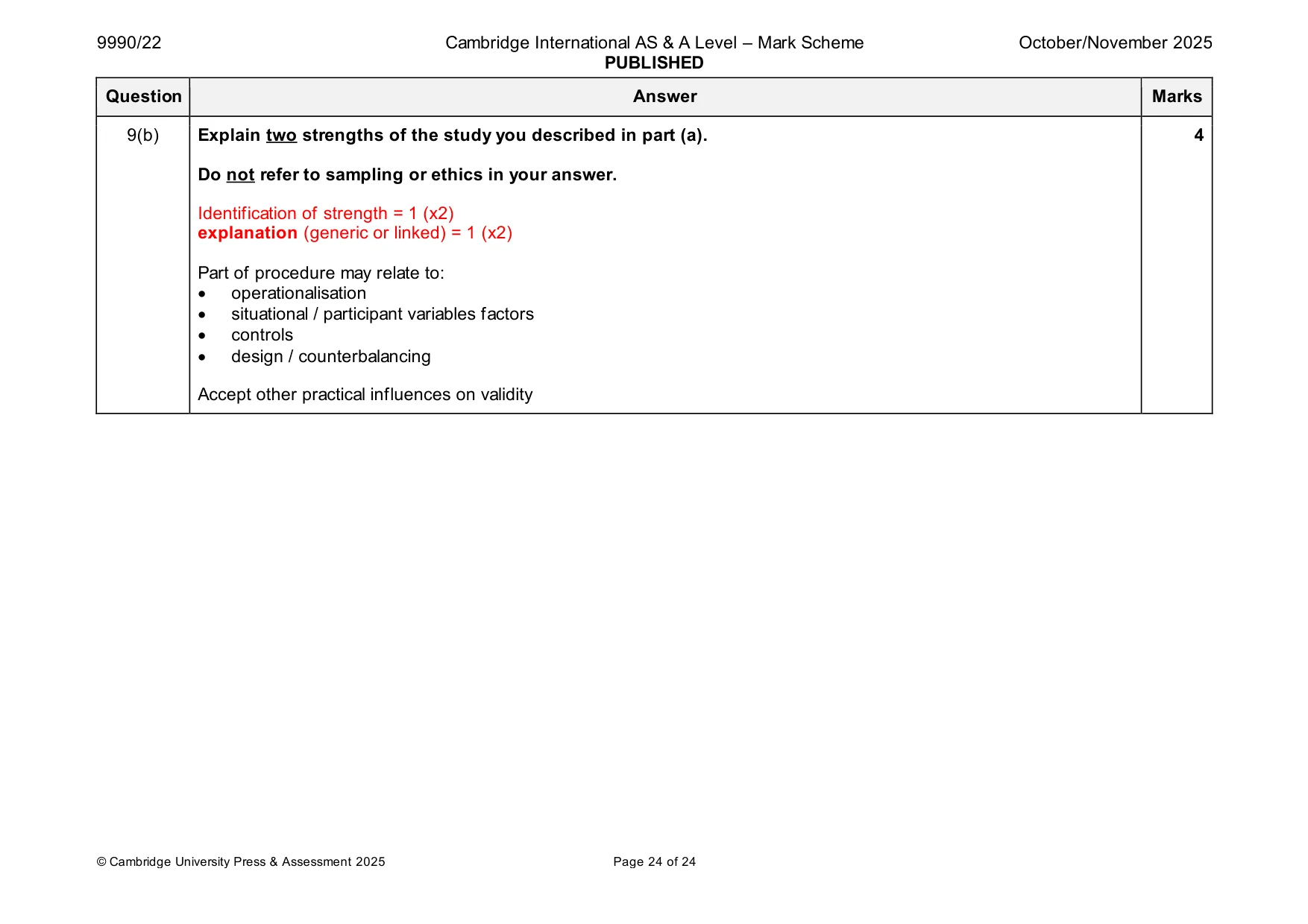 Mark scheme, page 24 of 24
