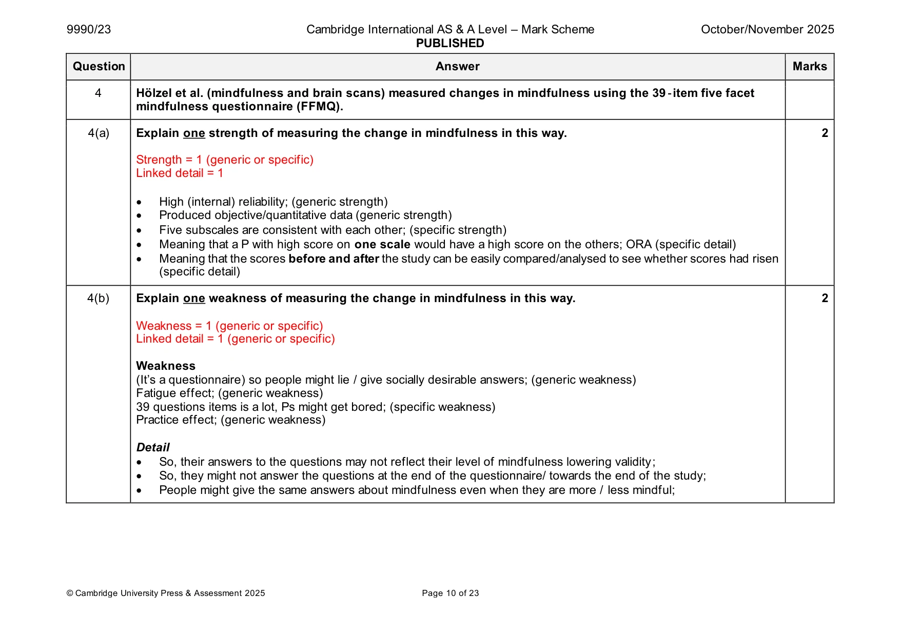 Mark scheme, page 10 of 23