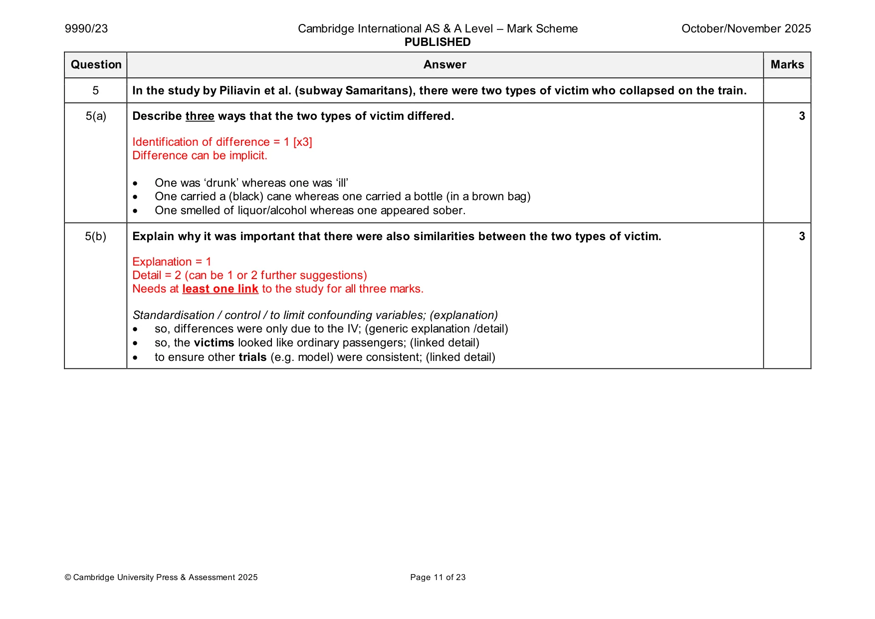 Mark scheme, page 11 of 23