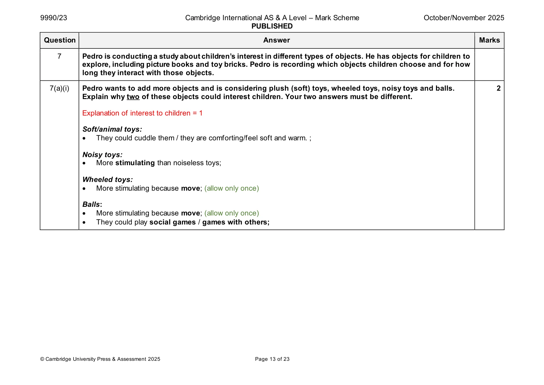 Mark scheme, page 13 of 23