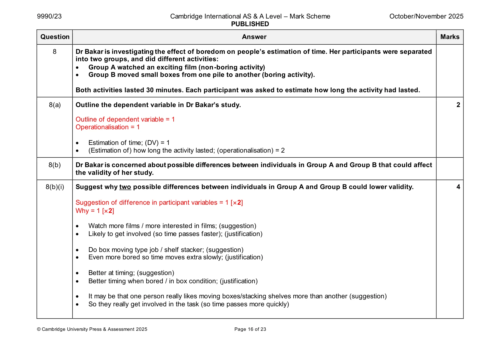Mark scheme, page 16 of 23