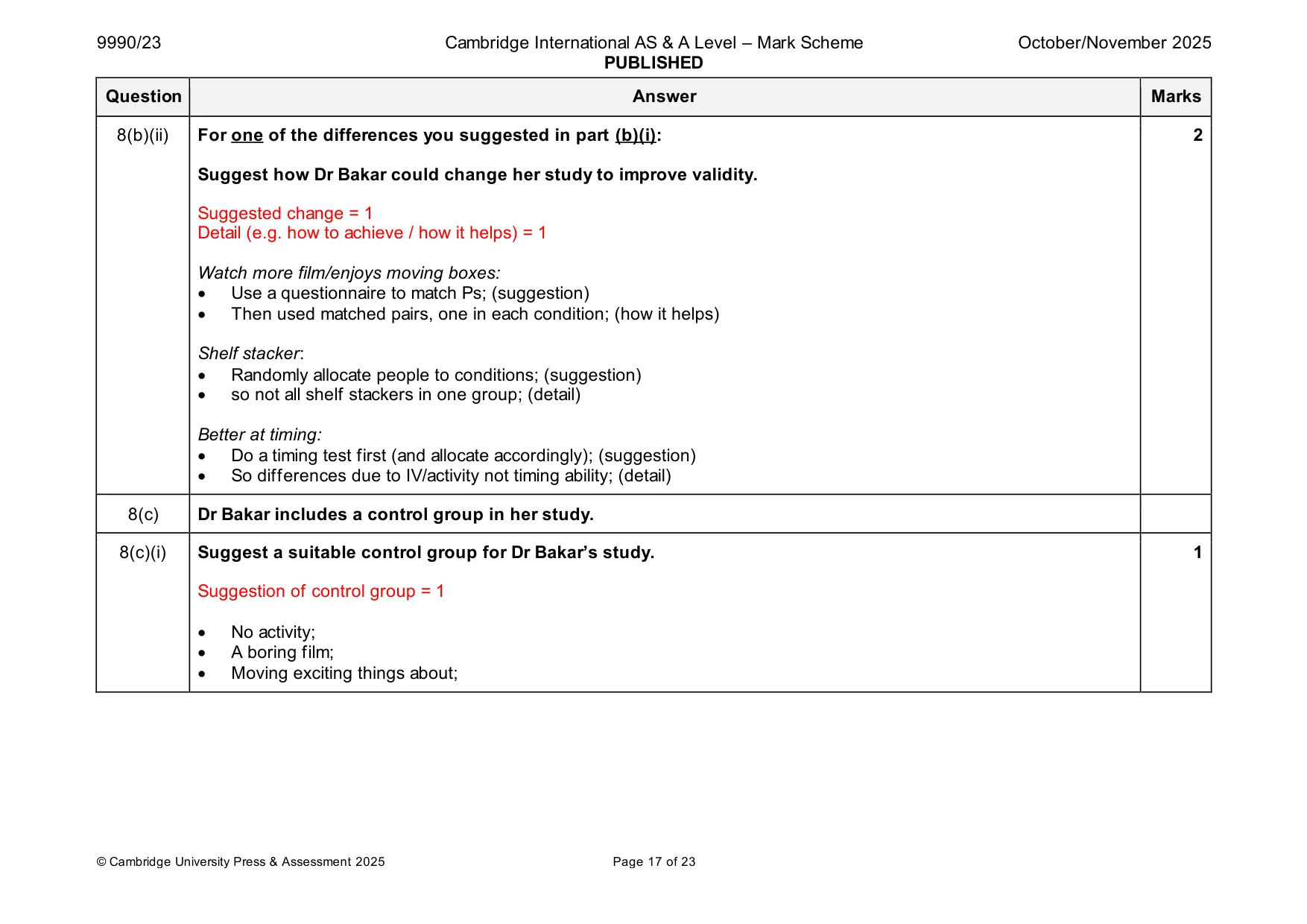 Mark scheme, page 17 of 23