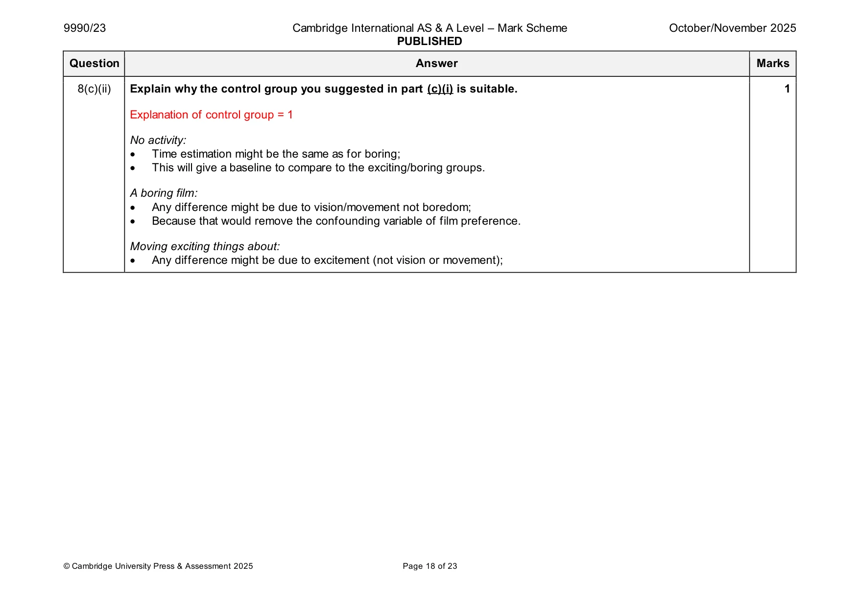 Mark scheme, page 18 of 23