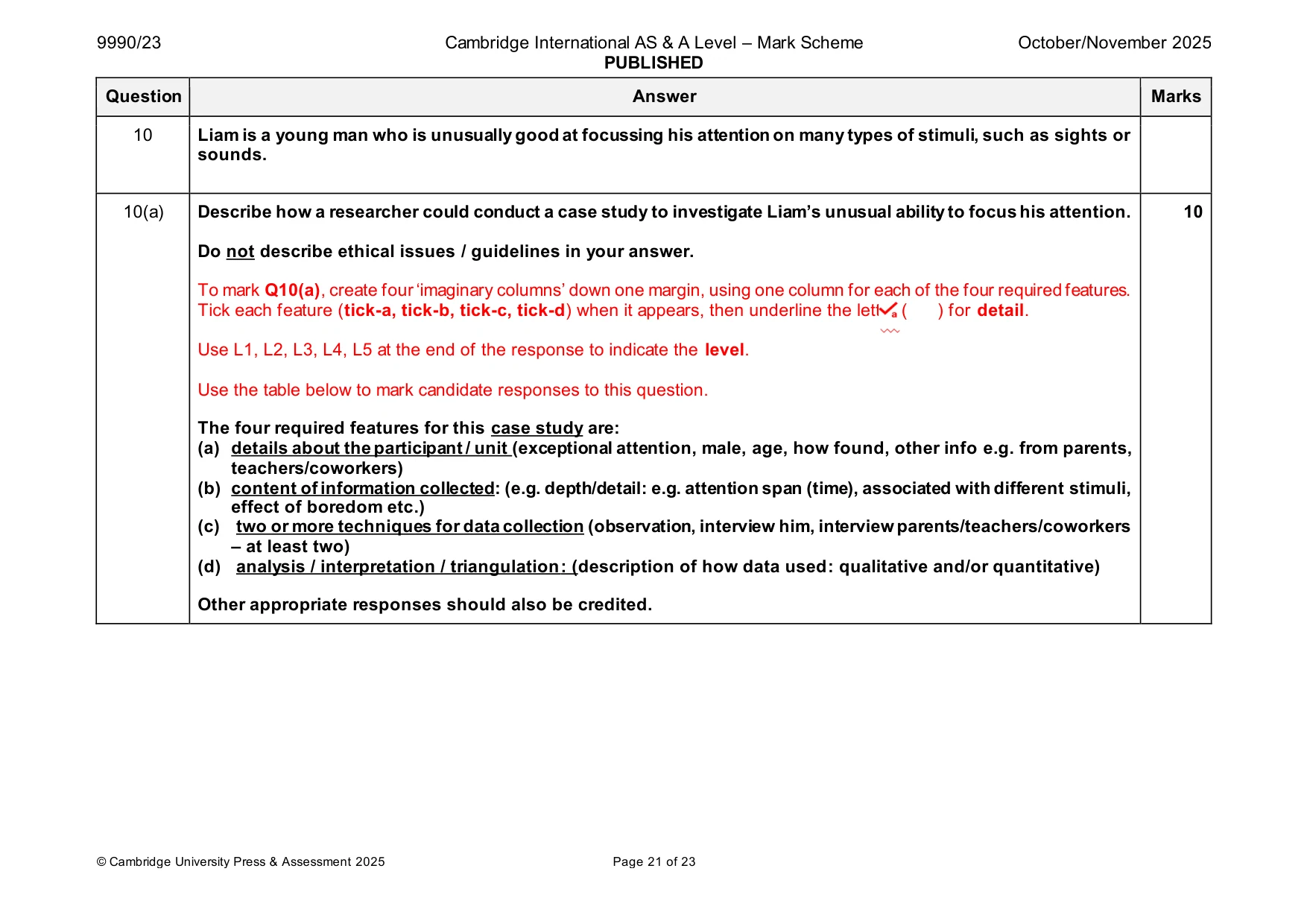 Mark scheme, page 21 of 23