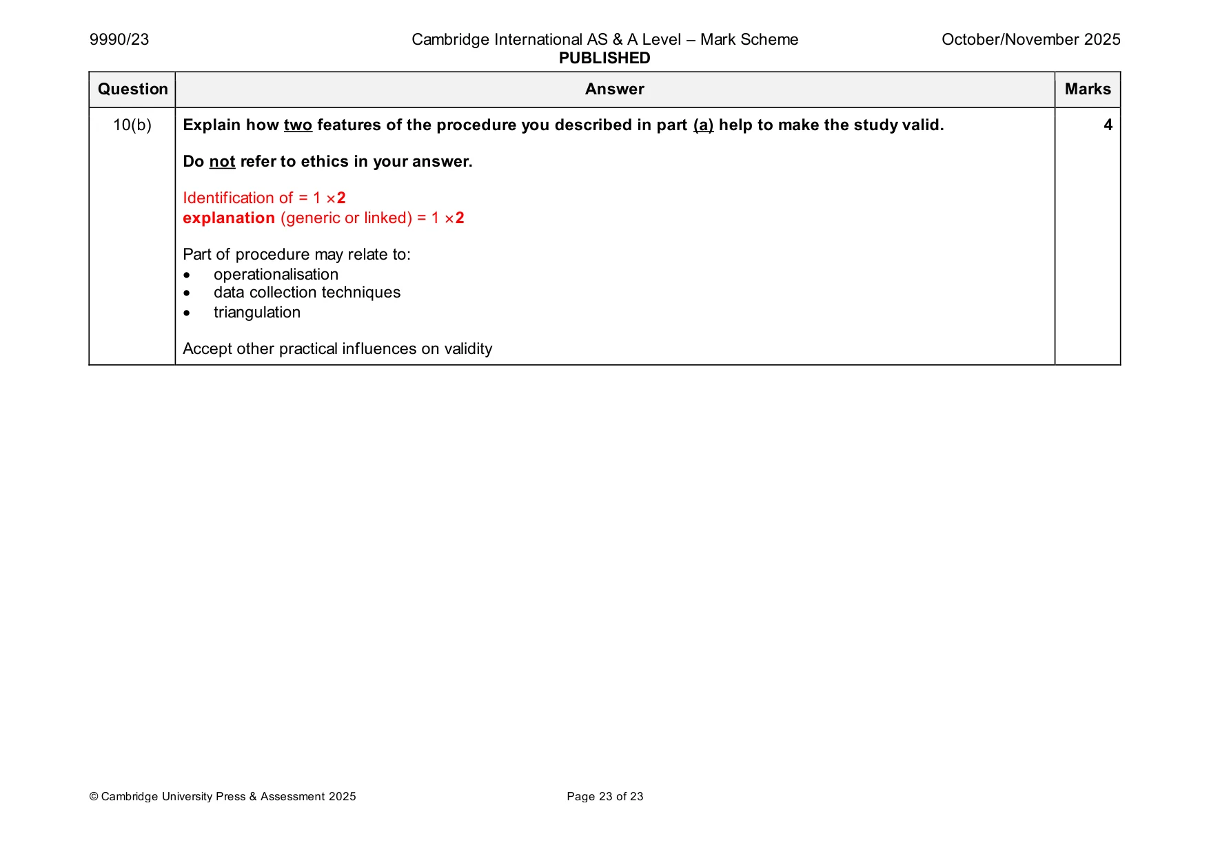 Mark scheme, page 23 of 23