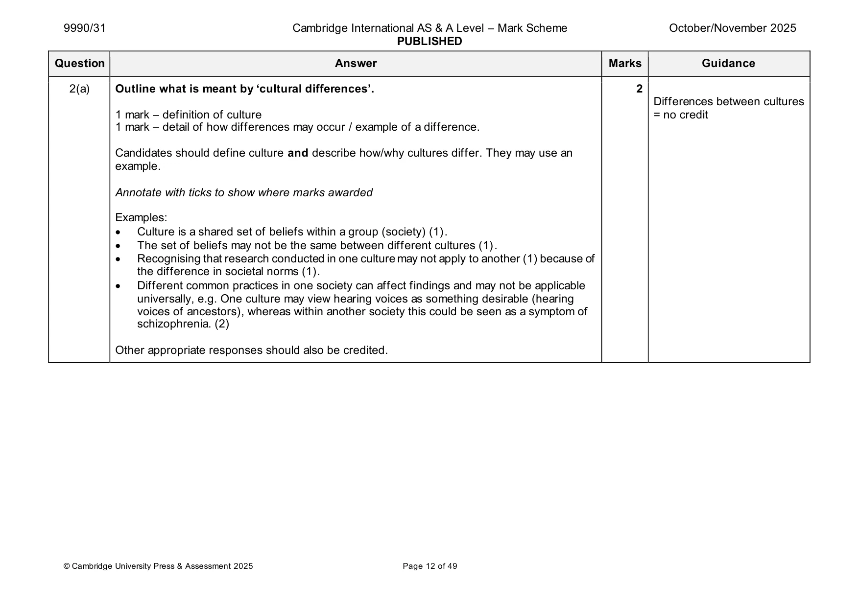 Mark scheme, page 12 of 49