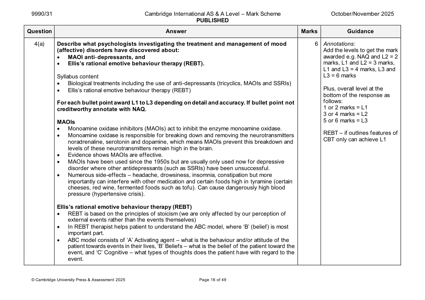 Mark scheme, page 16 of 49