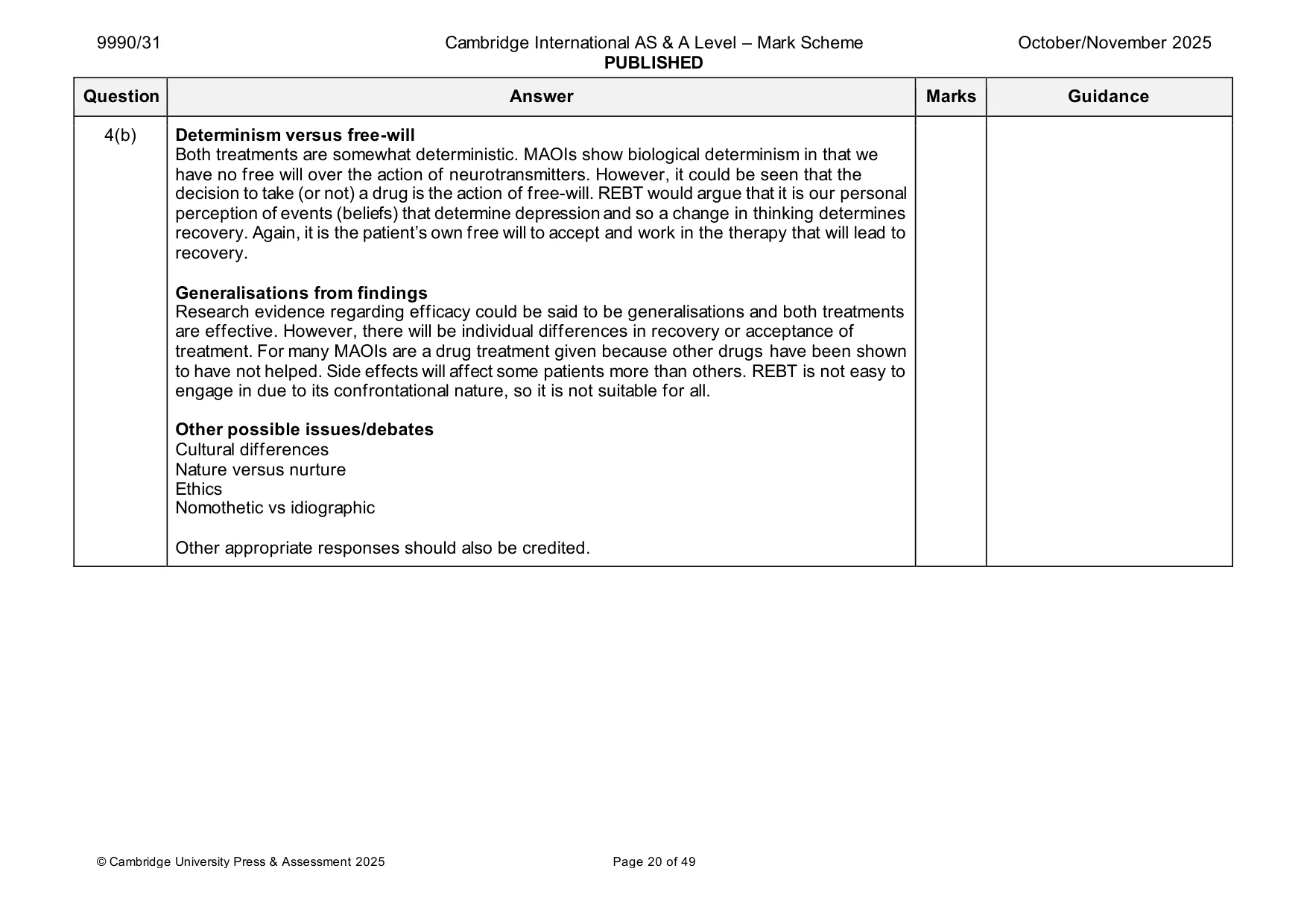 Mark scheme, page 20 of 49