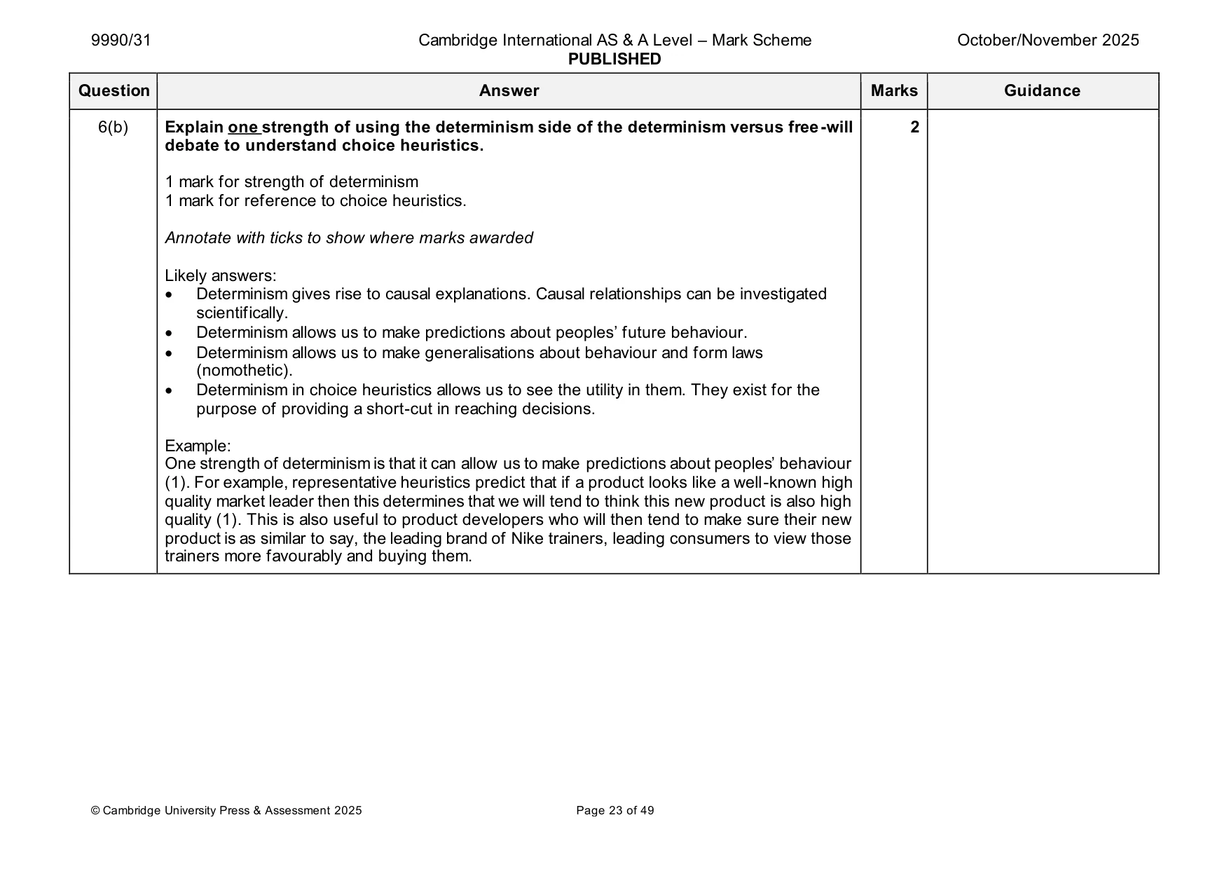 Mark scheme, page 23 of 49