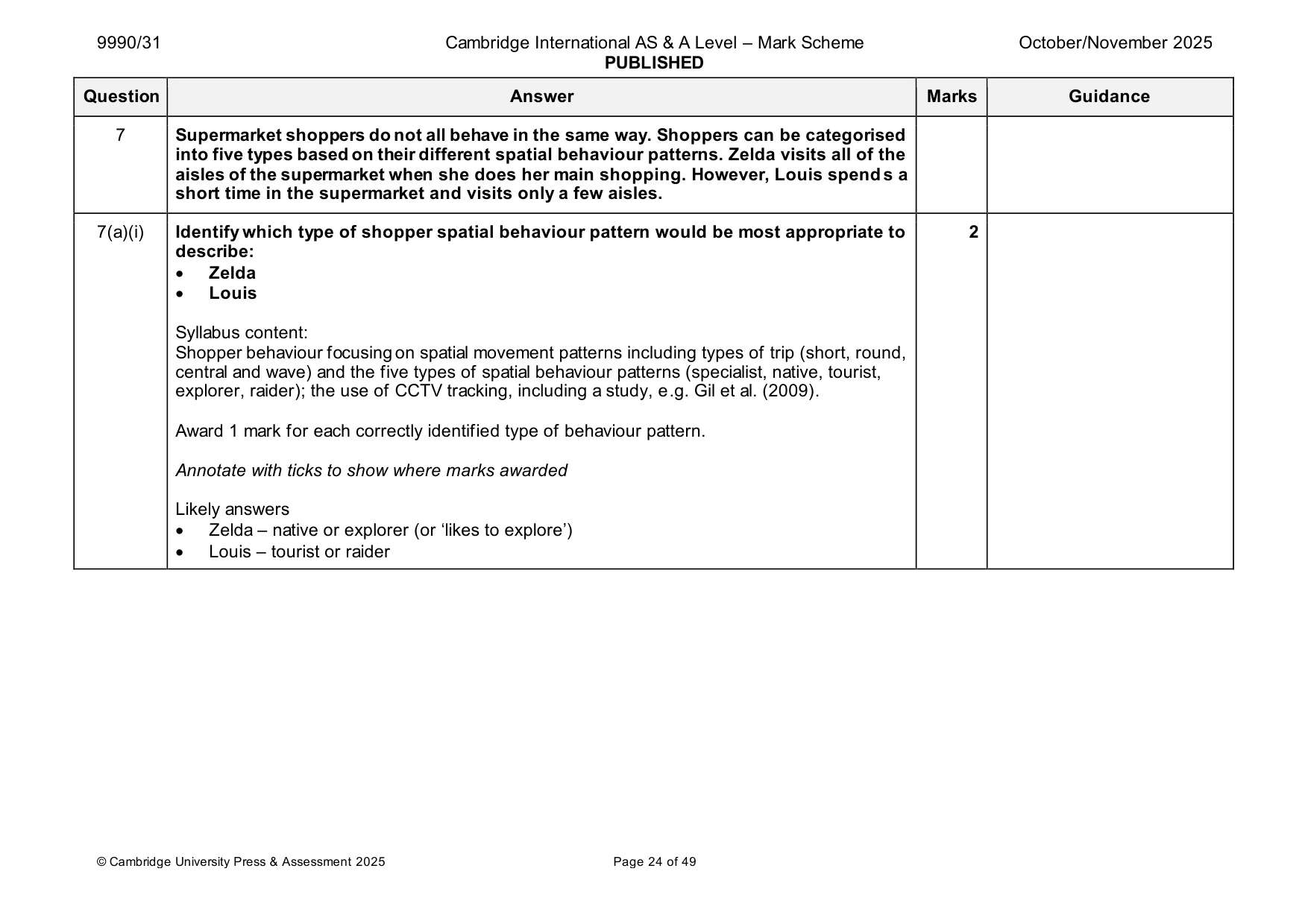 Mark scheme, page 24 of 49