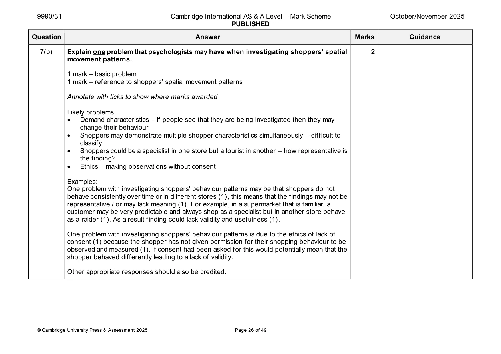 Mark scheme, page 26 of 49