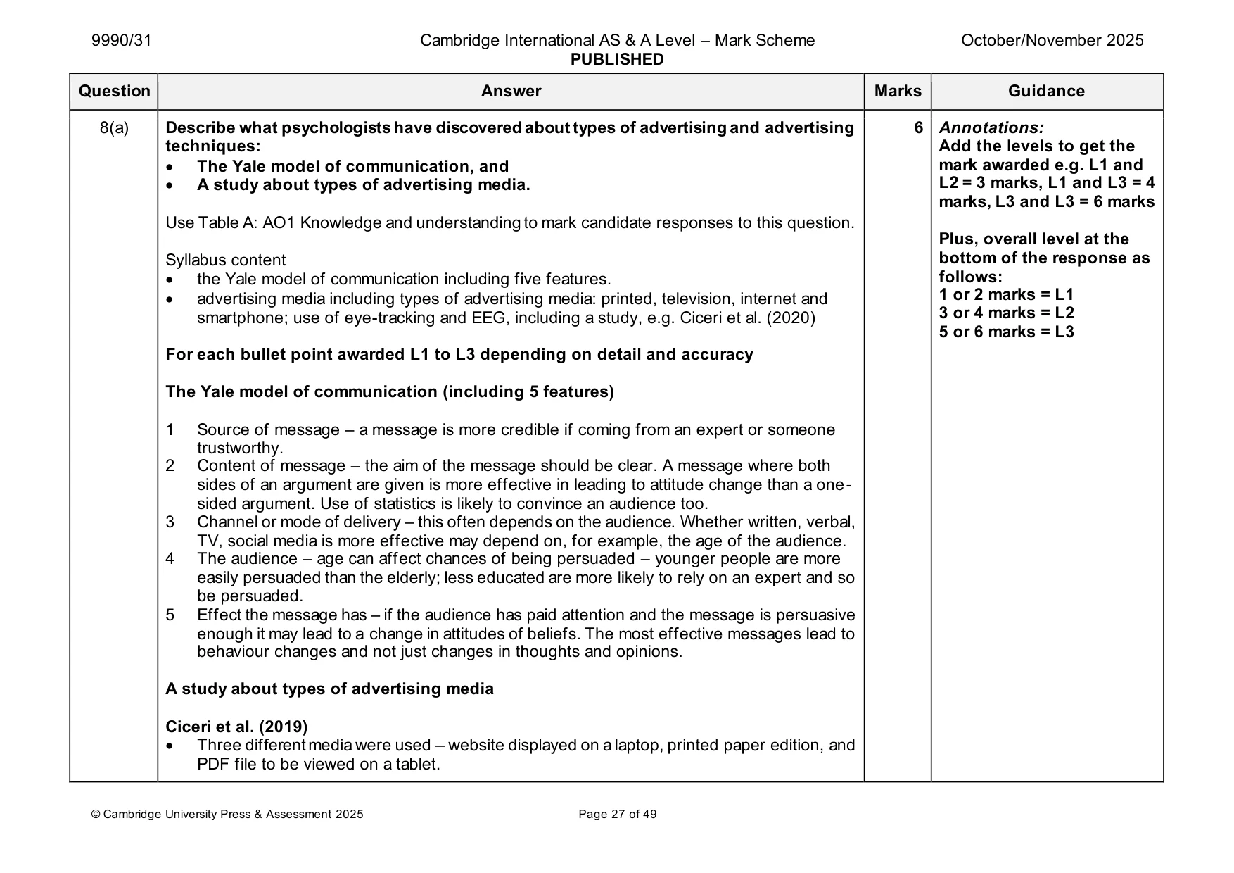 Mark scheme, page 27 of 49