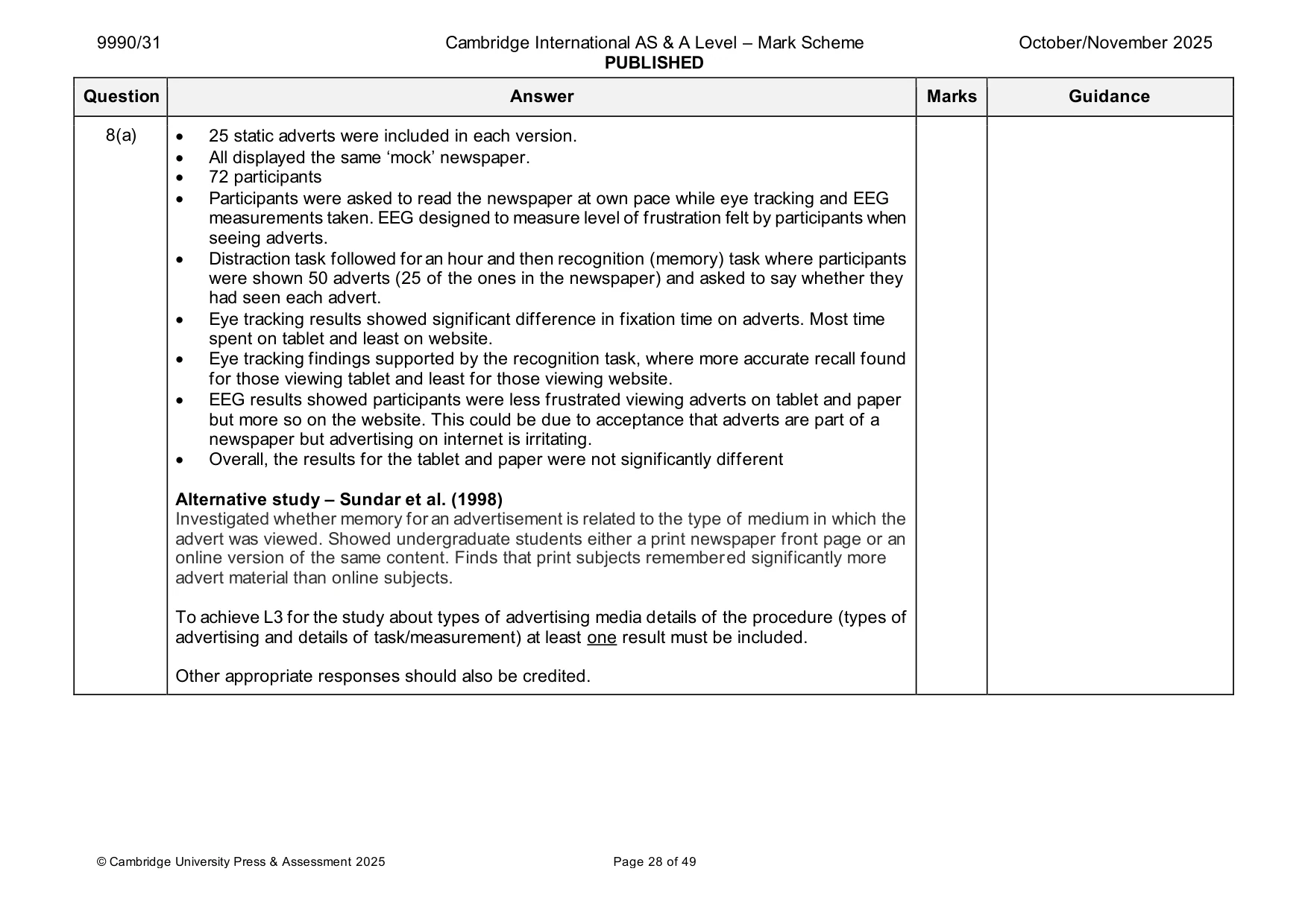 Mark scheme, page 28 of 49