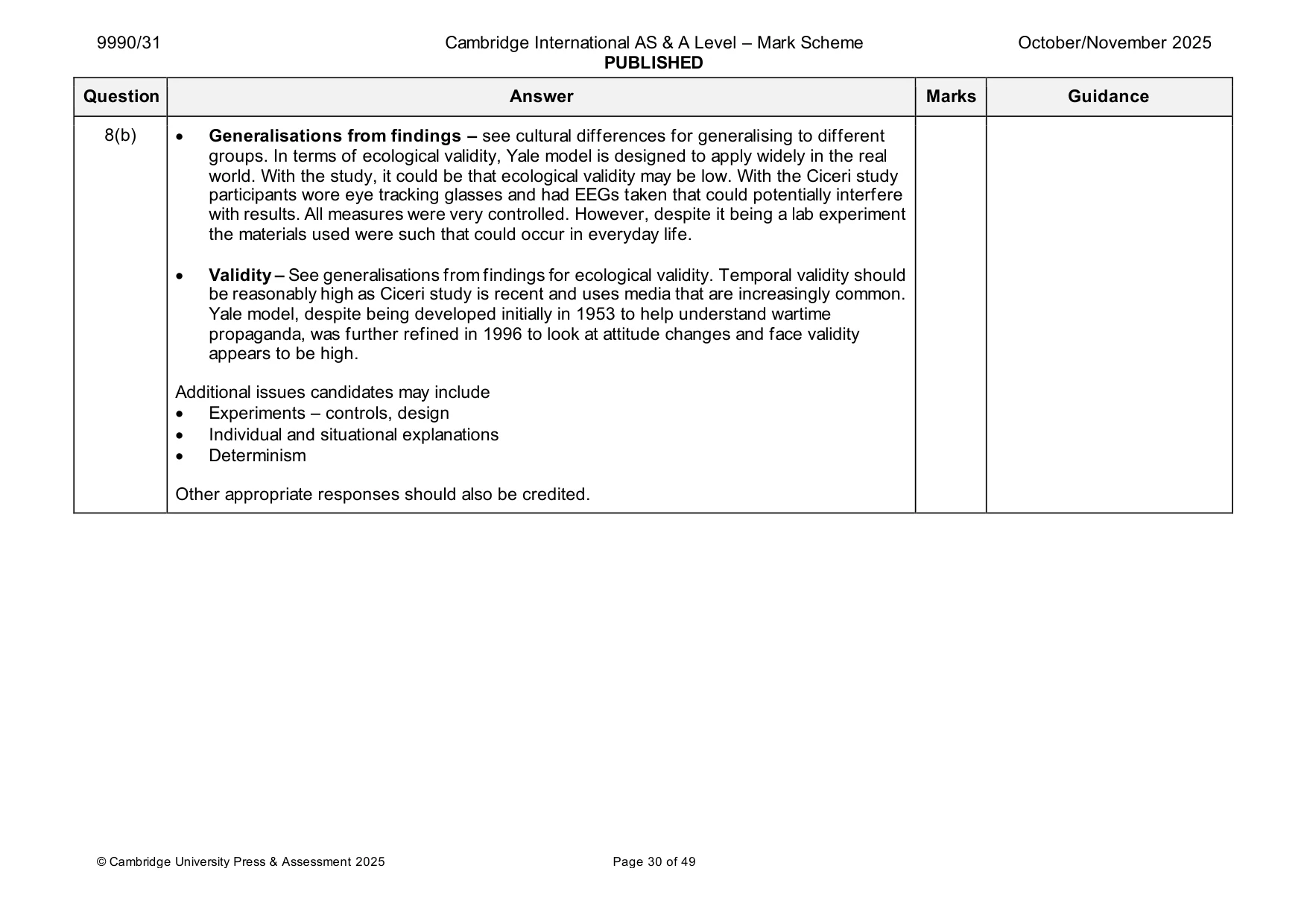 Mark scheme, page 30 of 49