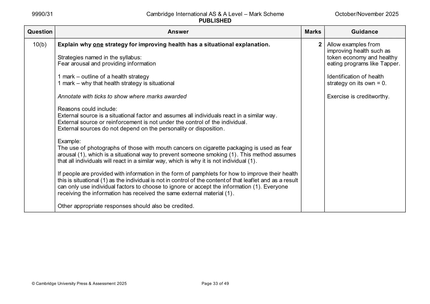 Mark scheme, page 33 of 49
