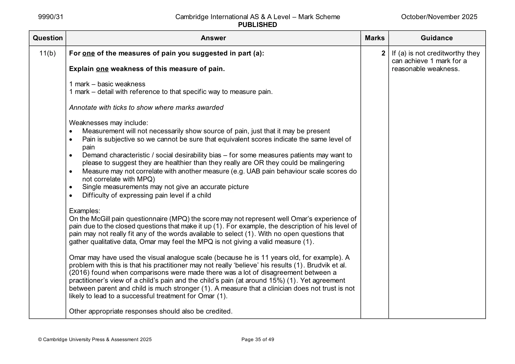 Mark scheme, page 35 of 49