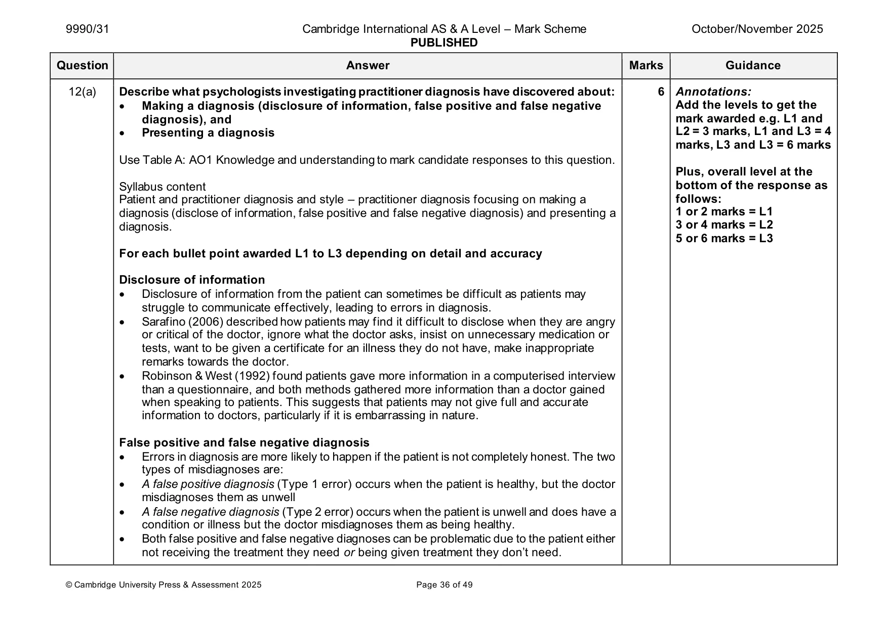 Mark scheme, page 36 of 49