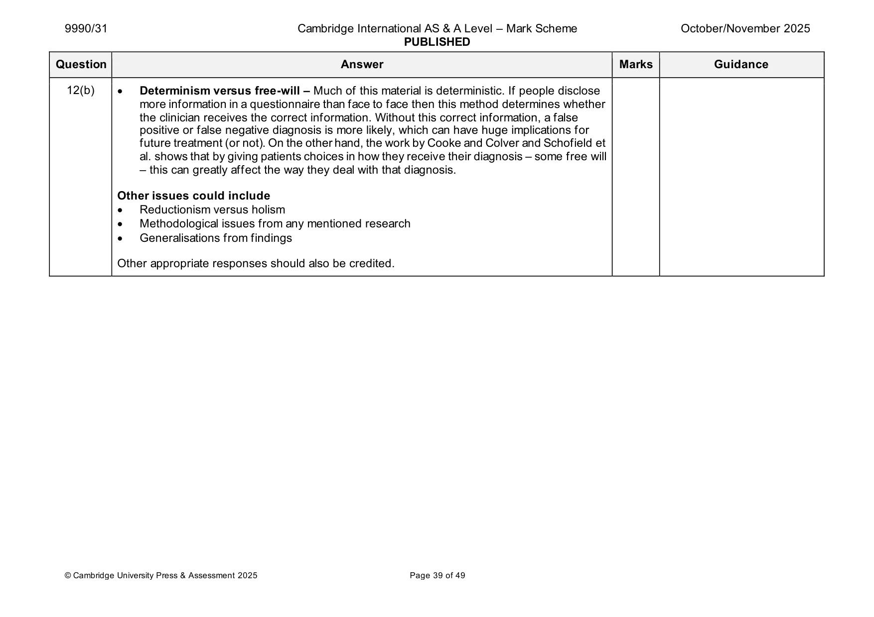 Mark scheme, page 39 of 49