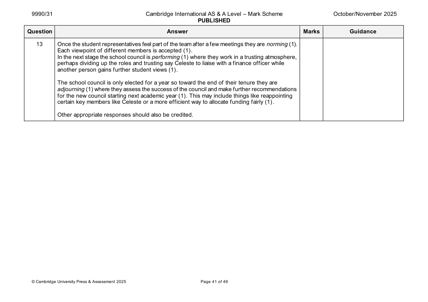 Mark scheme, page 41 of 49