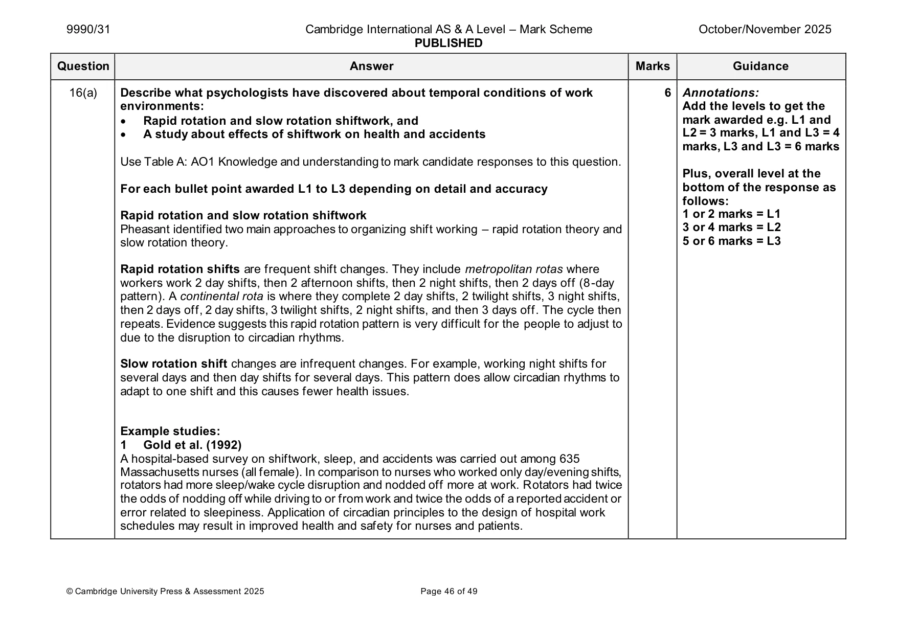 Mark scheme, page 46 of 49