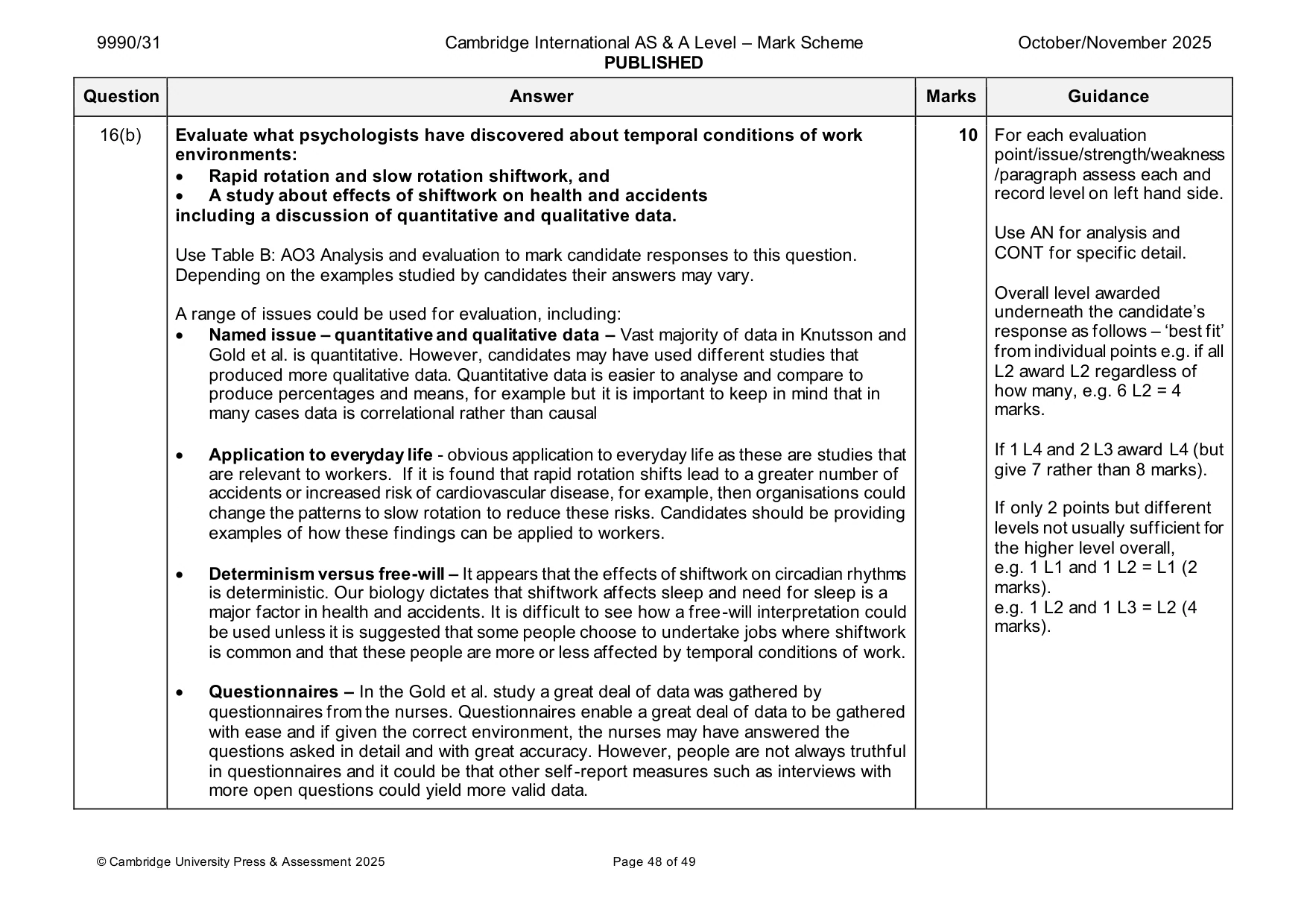 Mark scheme, page 48 of 49