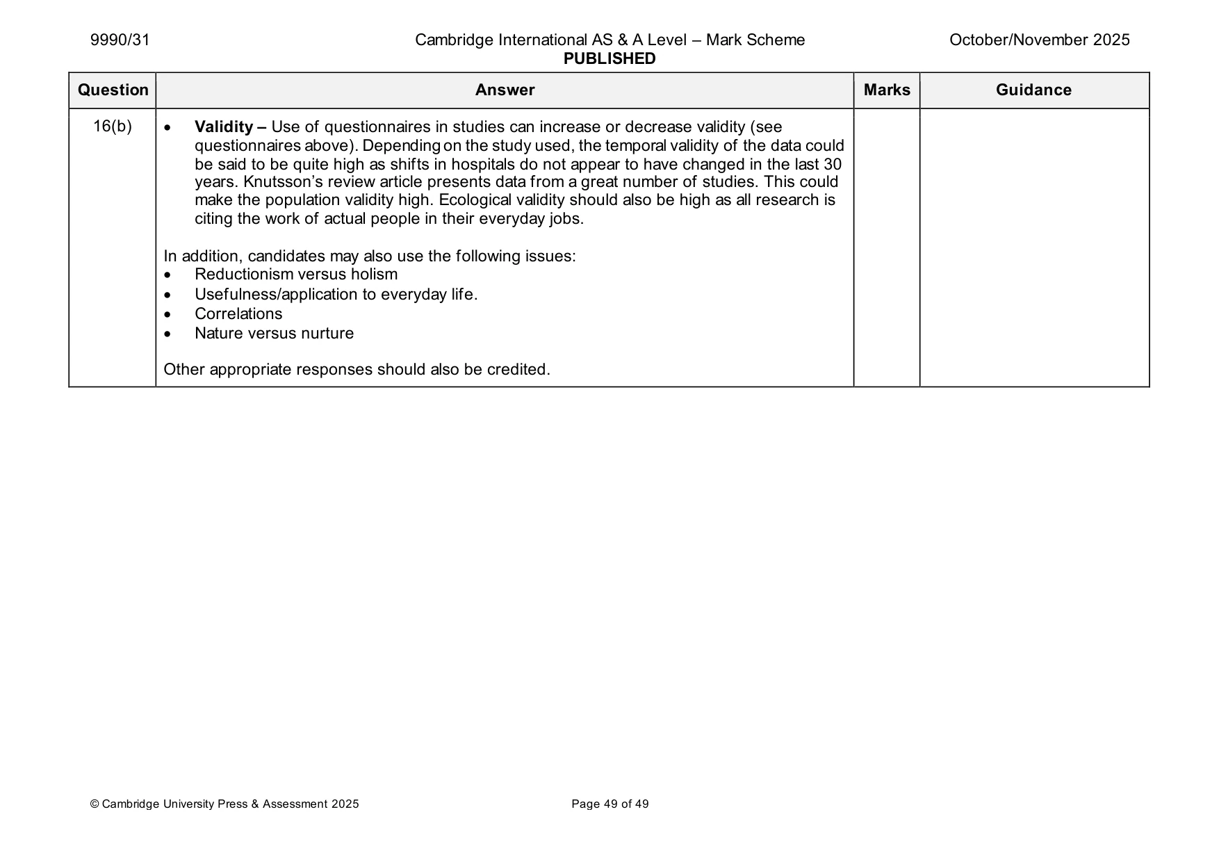 Mark scheme, page 49 of 49