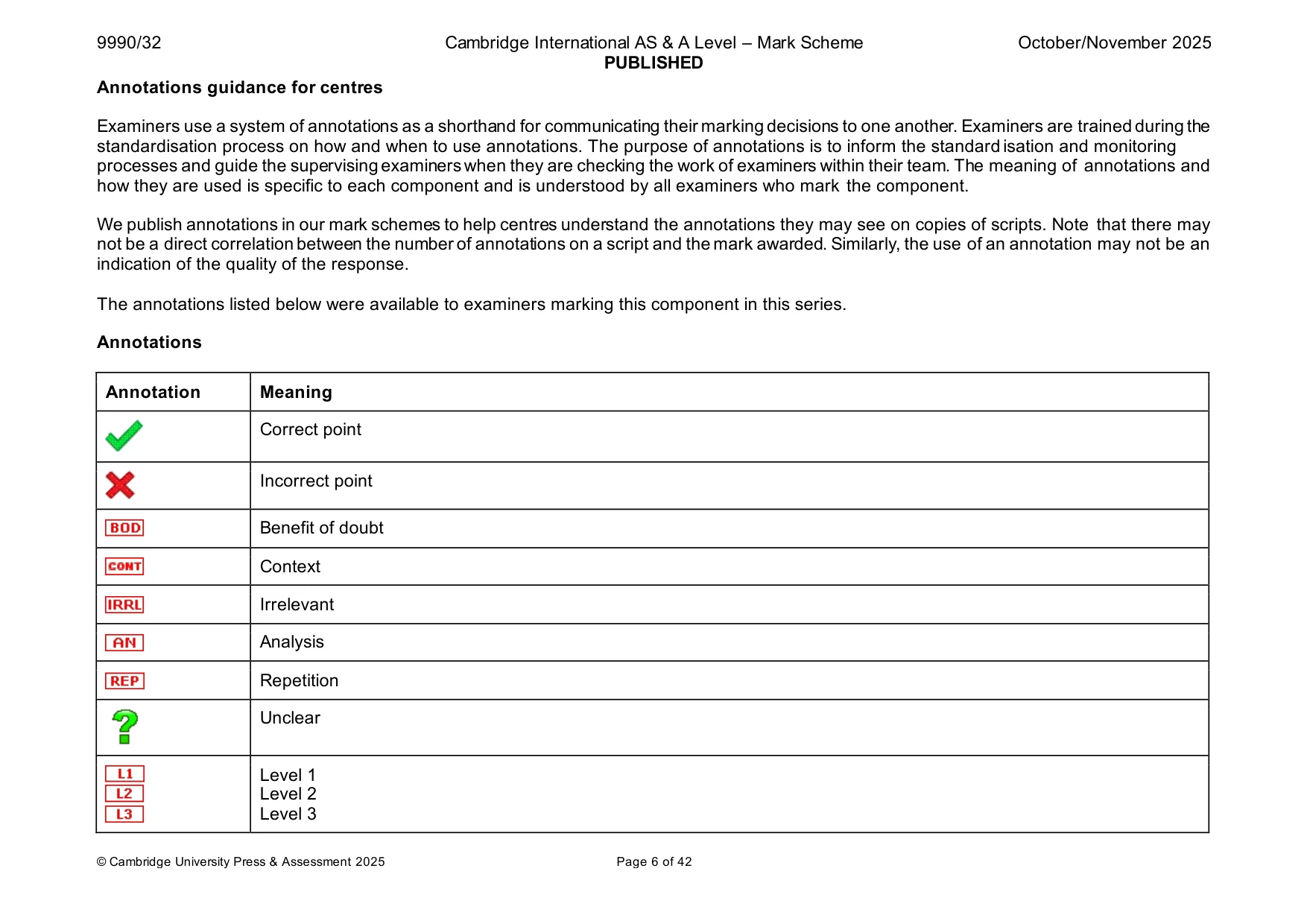 Mark scheme, page 6 of 42