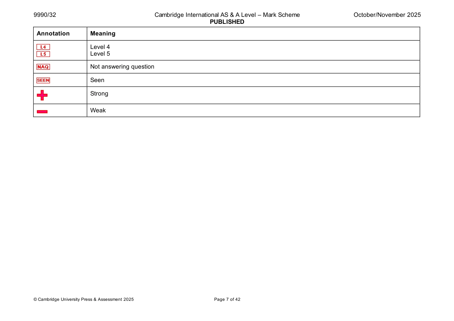 Mark scheme, page 7 of 42
