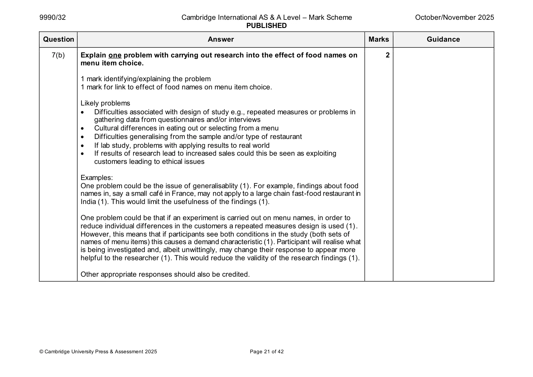 Mark scheme, page 21 of 42