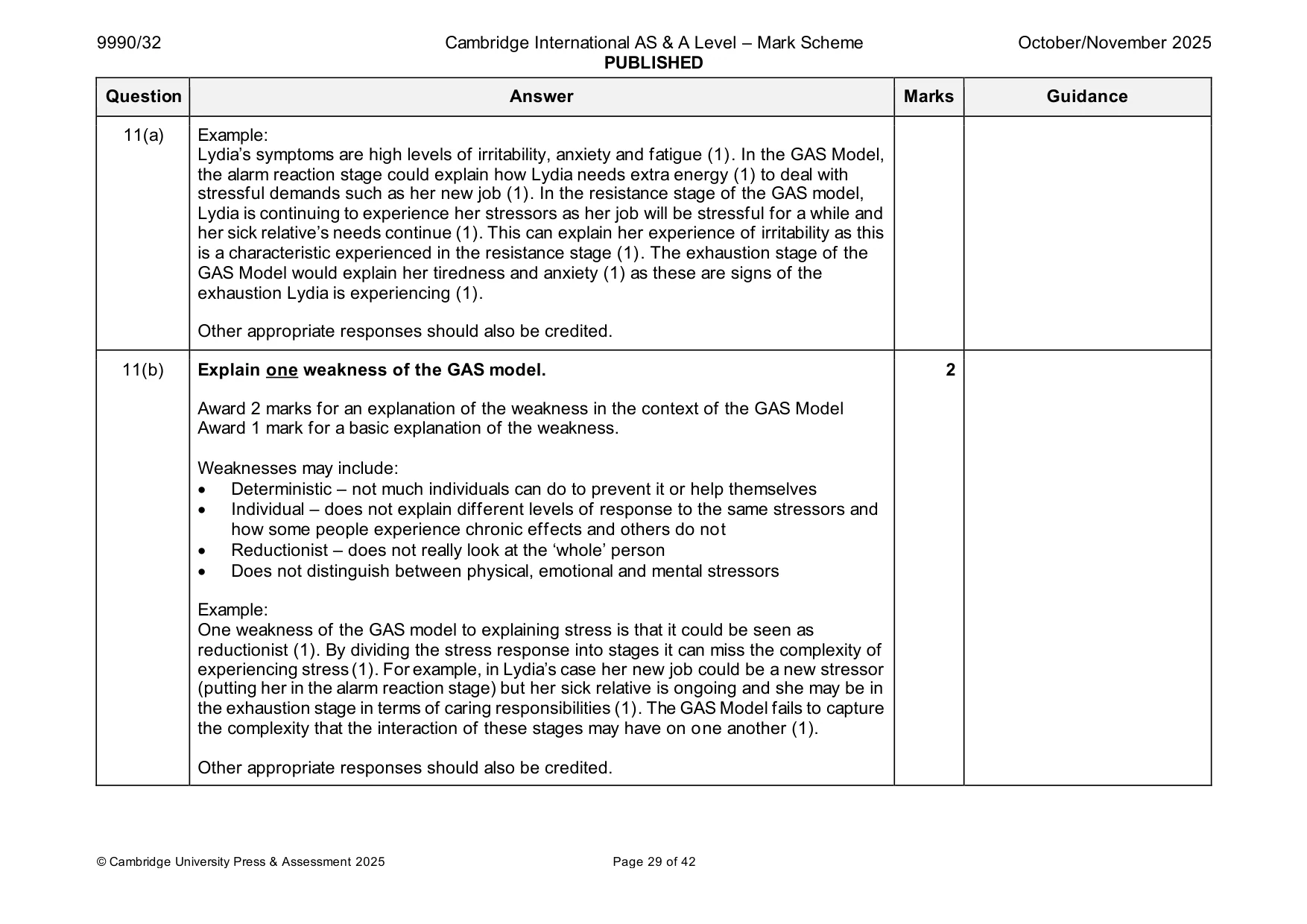 Mark scheme, page 29 of 42