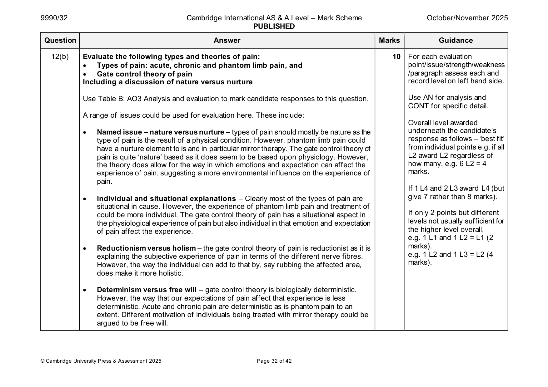Mark scheme, page 32 of 42