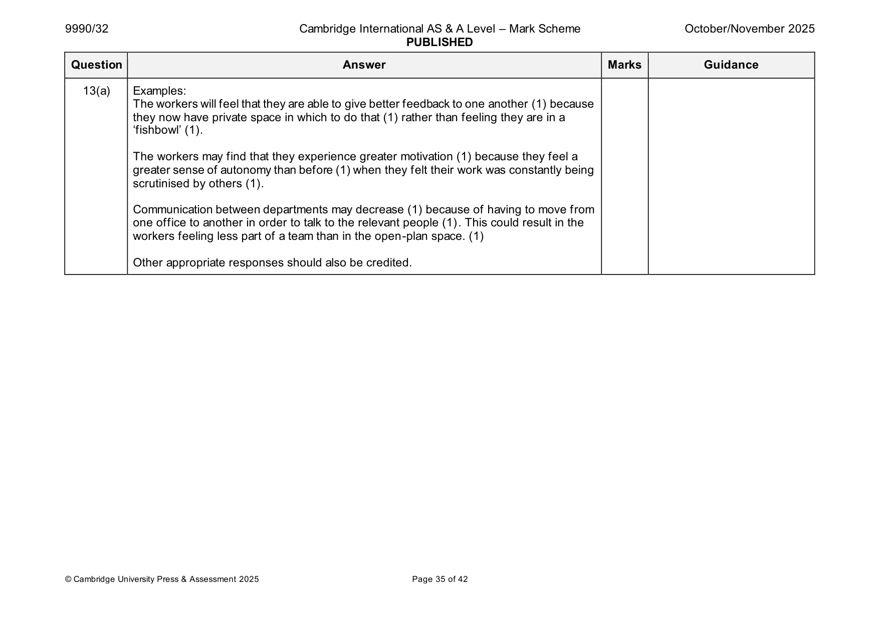 Mark scheme, page 35 of 42