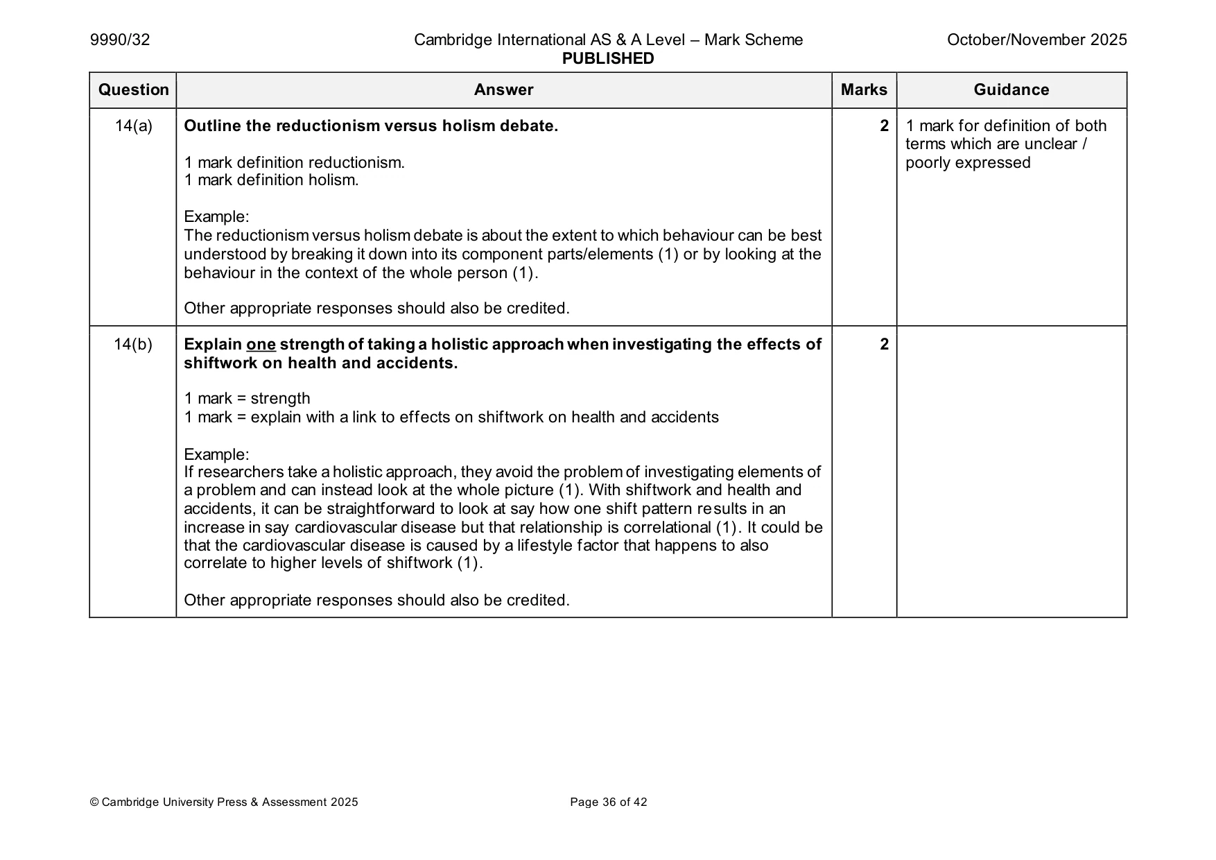 Mark scheme, page 36 of 42