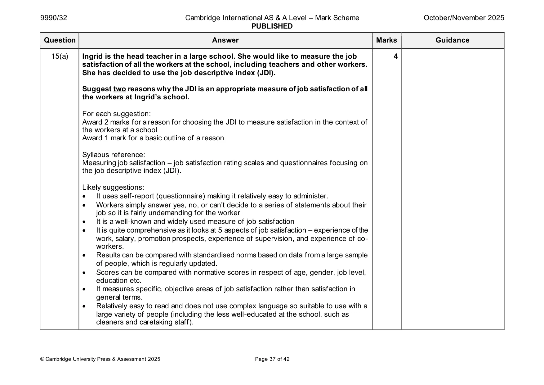 Mark scheme, page 37 of 42