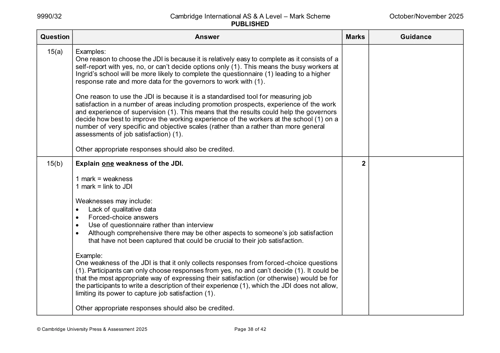 Mark scheme, page 38 of 42