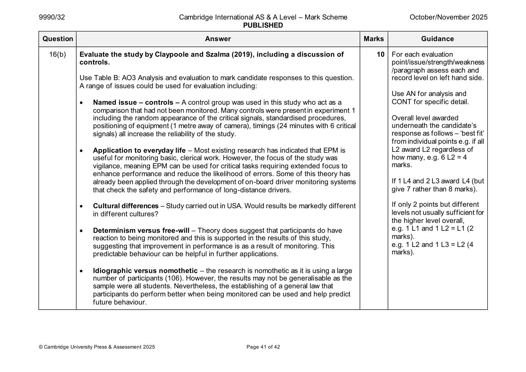 Mark scheme, page 41 of 42
