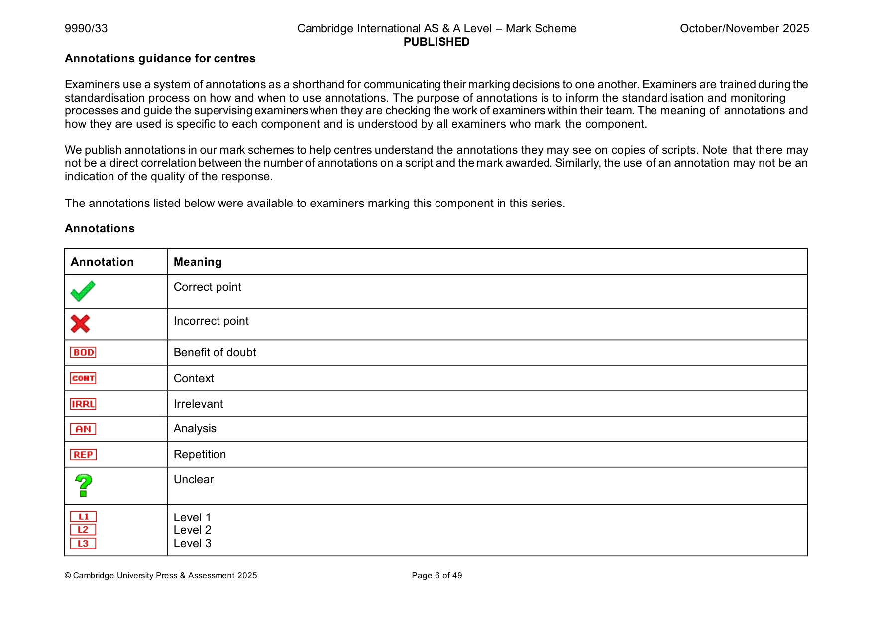Mark scheme, page 6 of 49