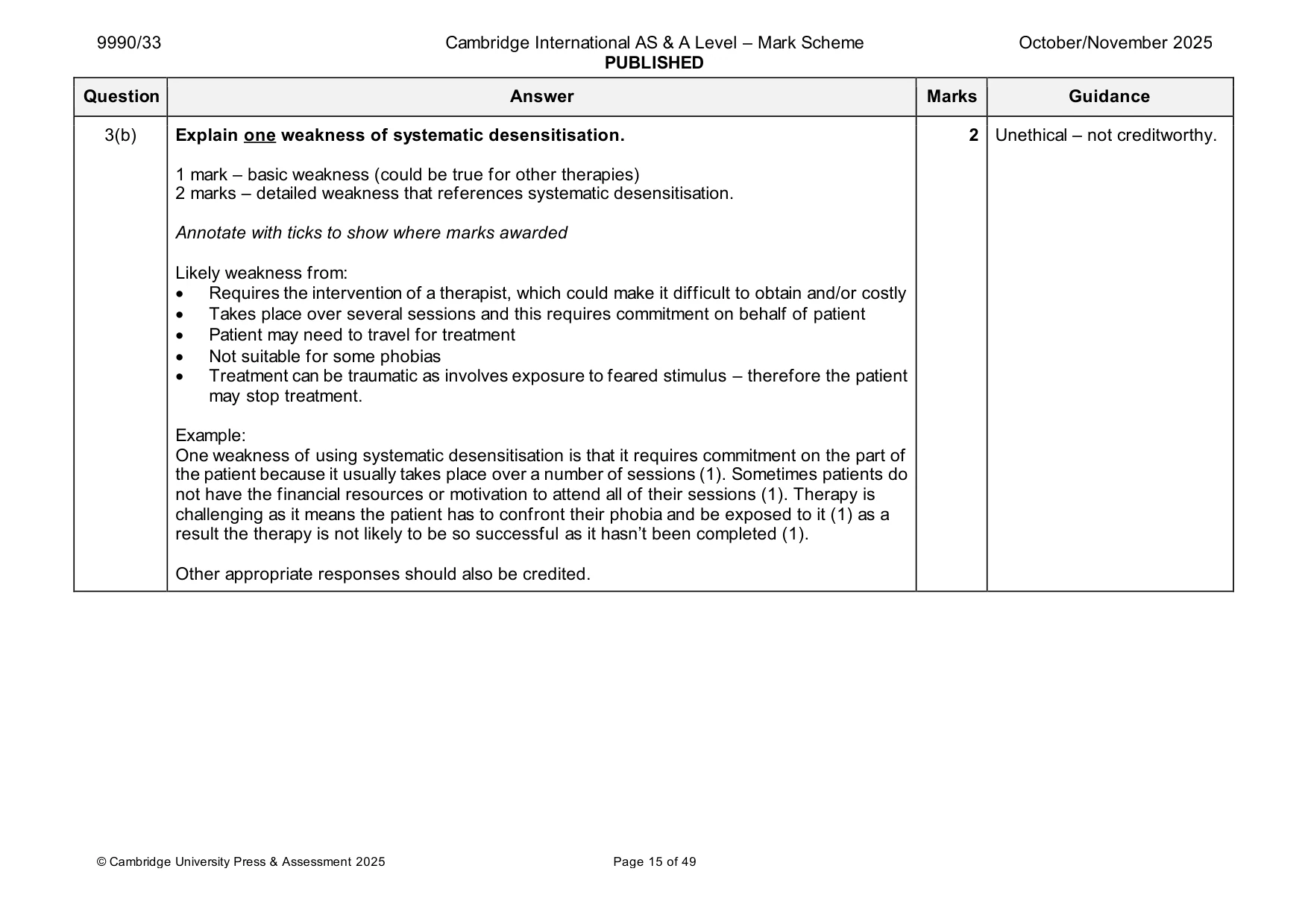 Mark scheme, page 15 of 49