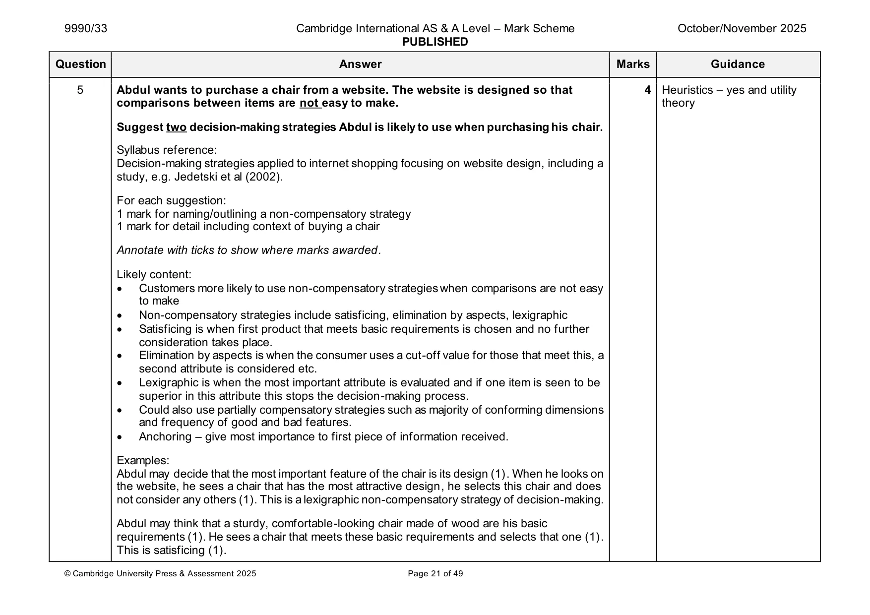 Mark scheme, page 21 of 49