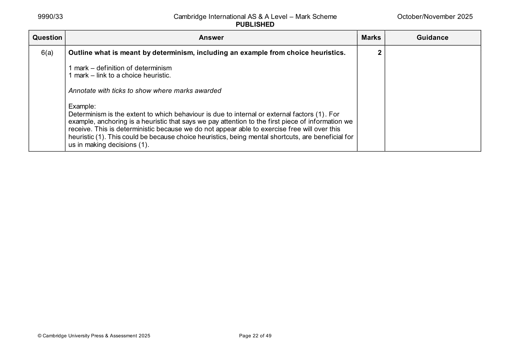 Mark scheme, page 22 of 49